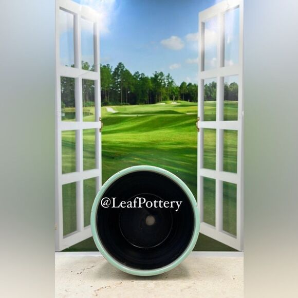 Atasi Aqua/Pink Ceramic Planter Pot with Saucer Attached - Picture 7 of 9